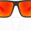 TOROE Range Polarized Classic Square Sunglasses - Ultralight Durable TR90 Frame with Hydrophobic Mirrored Lenses (Matte Black | Sunrise)
