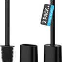 MR.SIGA Toilet Brush and Holder Set, Wall Mounted Toilet Bowl Brush, Compact Toilet Scrub Brush with Holder for Bathroom, Black, 2 Pack