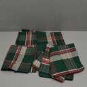 Ramanta Home Christmas Cloth Napkins Set of 5 - Decorative Plaid Check Dinner Napkin for Holiday Guest Party and Gift, Xmas Red Tartan Washable Cotton Reusable Table Linen 18x18 Inch - Green