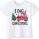 Kids Christmas Shirt  Toddler Boys Girls Holiday Outfit Santa Snowman Gingerbread Tree Gift T-Shirt 2T-8T (White)