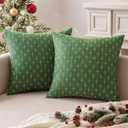 MIULEE Pack of 2 Christmas Decorative Burlap Linen Throw Pillow Covers Modern Farmhouse Pillowcase Rustic Woven Textured Cushion Cover for Sofa Couch Bed 18x18 Inch Christmas Green