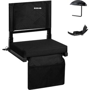 Stadium Seats for Bleacher Chairs with Back Support and Soft Cushion, Wide Portable 600D Water-Resistant Padded Stadium Seat (14.1 x 10.6 inch, Black)