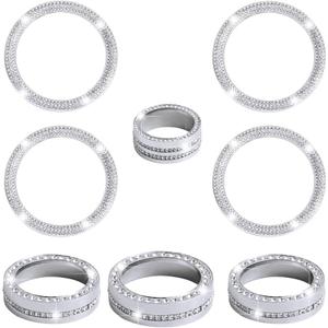 CARFIB for Jeep Bling Accessories Jeep Wrangler JL JLU Gladiator JT Air Vents AC Knobs Decals Stickers 2020 2021 Car Women Rhinestone Silver 8 Pack