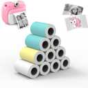 10 Rolls Kids Camera Paper Roll Refill - HD Printing Thermal Sticker Paper, Compatible with Esoxoffore/Etikez/Cimizi Kids Camera Instant Print(Color, 57x25mm)