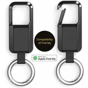 Lmrbelec Keychain Tracker Tag, Works with Apple Find My (iOS Only), Heavy Duty Car Key Chain Keychain Accessories for Men, llaveros para Hombres Carabiner Keychain AntiLost Key Finder, Black