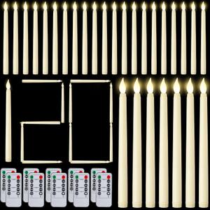 Baquler 120 Pcs Flameless Taper Candles with Remote and Timer 11" Battery Operated Candlesticks LED Flickering Faux Candles Warm Light for Wedding Holiday Party Home Decor (Ivory White)