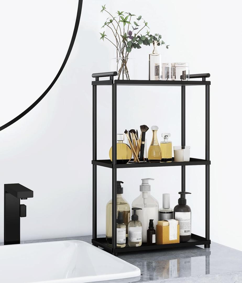 3 Tier Bathroom Organizer Countertop, Stainless Steel Perfume Tray and Vanity Countertop Shelf, Makeup Skin Care Bathroom Organizers and Storage for Dresser, Kitchen (Matte Black) 3 Tier Bathroom Organizer Countertop, Stainless Steel Perfume Tray and Vanity Countertop Shelf, Makeup Skin Care Bathroom Organizers and Storage for Dresser, Kitchen (Matte Black)