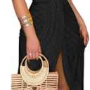 CHICME Women's Strapless Maxi Bodycon Dresses Wrap Asymmetrical Beach Maxi Long Dress Beach Sunset Dress (Black-M)
