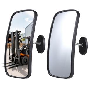 Universal Magnetic Forklift Rearview Mirrors - 8.2x4.8", Square High-Definition Wide-Angle Convex Mirrors - 1 Pair