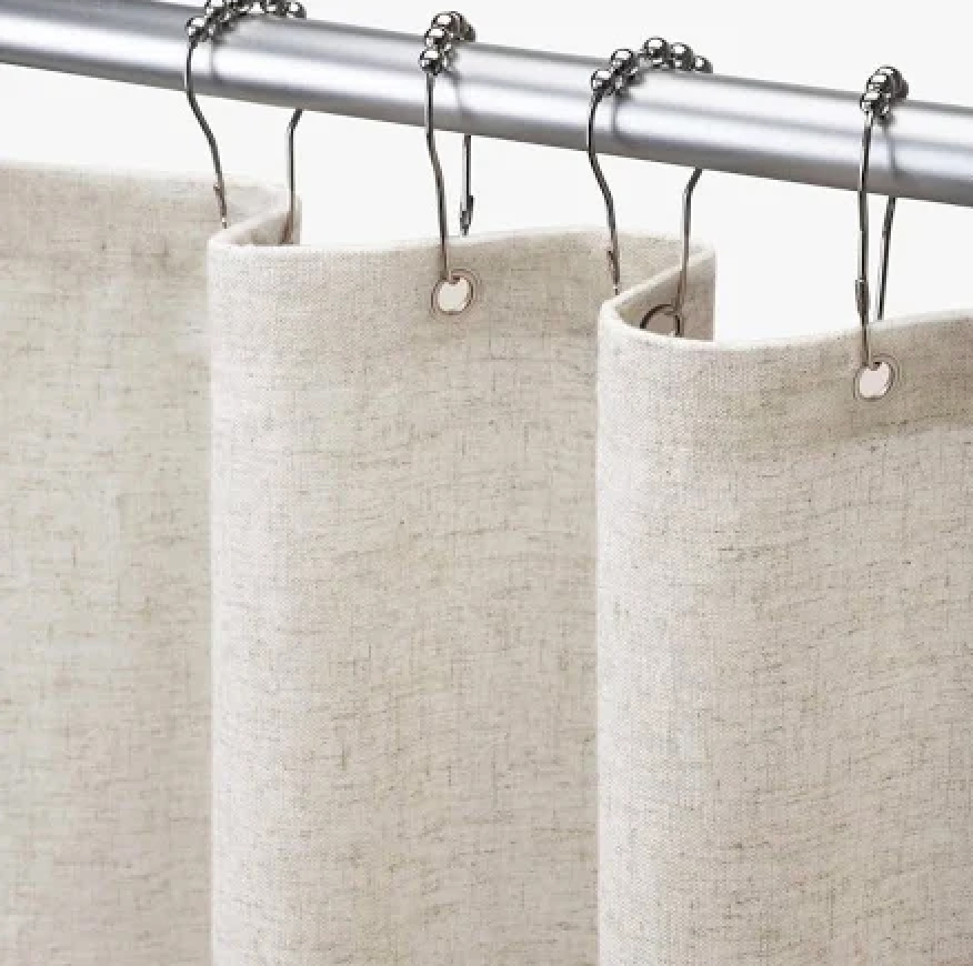 Awellife Shower Curtain Linen Textured Boho Farmhouse Shower Curtains(Beige, 87" L x 72" W)