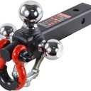 Trailer Hitch Tri-Ball Hitch with Rotatoble Tow Shackle and Tow Hook, fits for 2-inch Receiver, Chrome Trailer Ball