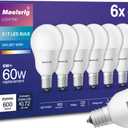 Maelsrlg E17 Intermediate Base LED Bulb, 6W (60 Watt Equivalent) G14 Globe Ceiling Fan Light Bulbs, Daylight White 5000K, 600 Lumens, Non-Dimmable, Pack of 6