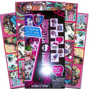 Monster High Valentine Cards (Includes 32 Valentines with 35 Tattoos and a BONUS sticker sheet)