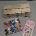 12 PCS Wooden Box,Treasure Chest with 12 Color Paints,12 PCS Unfinished Unpainted Wood Box with 2 Diy Adhesive Drilles, Small Wooden Box for Keepsake Boxes, Jewelry Box