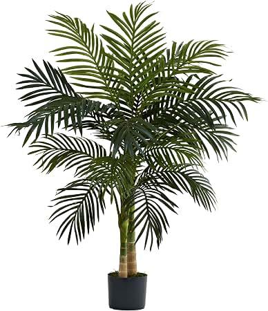 Nearly Natural 4 ft Artificial Golden Cane Palm Tree with Nursery Pot