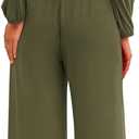 KIRUNDO Jumpsuits for Women Dressy Casual One Piece Long Sleeve Wide Leg Long Pant Rompers With Pockets 2025 Fall Outfits (Green, XXL)
