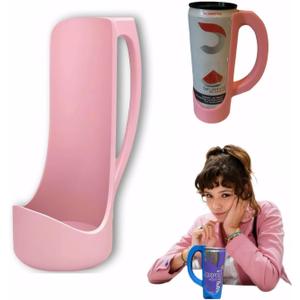 Slim Can Holder 12 Oz with Handle, 3D Printed Reusable Beverage Grip for Beer, Suitable for A Variety of 12 Oz Canned Beverages and Beer (Pink)