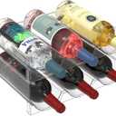 2 Tier Plastic Stackable Wine Rack for Refrigerator, Large Capacity Water Bottle Organizer for Cabinet Free-Standing Water Bottle Storage Rack for Fridge, Countertop, Pantry, Freezer