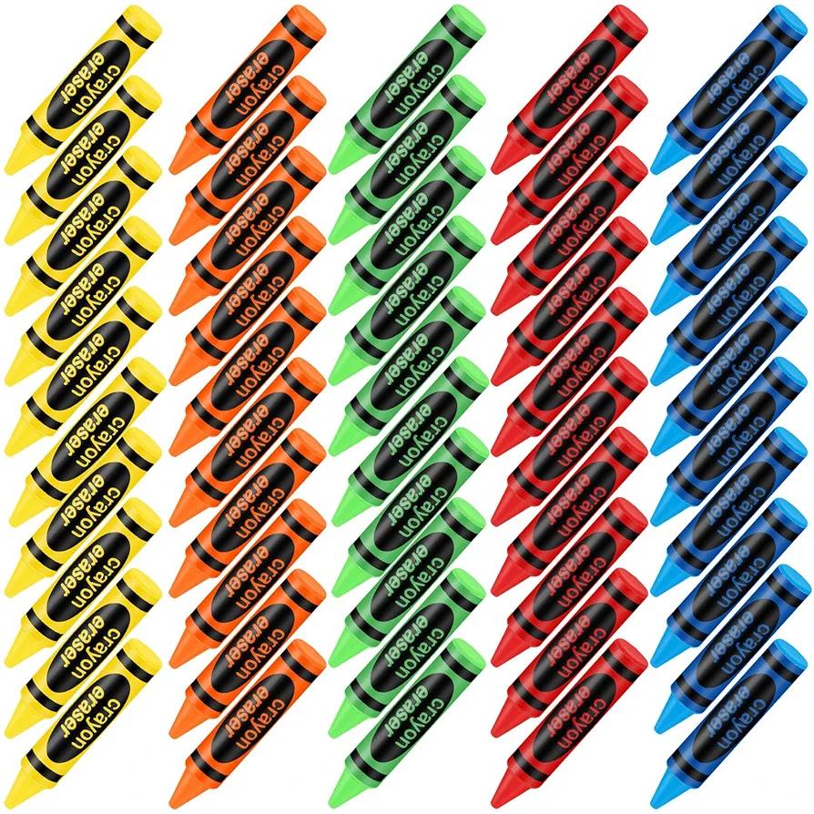 30 Pcs 2.5 Inch Crayon Erasers Bulk Fun Kawaii Cute Colorful Erasers for Birthday Gifts Party Favor Prize Supplies