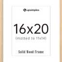upsimples 16x20 Frames, Natural Solid Wooden Picture Frames, Display 11x14 with Mat or 16 x 20 Without, Vertical or Horizontal Wall Hanging, 1 Pack, Natural
