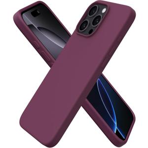 ORNARTO Compatible with iPhone 16 Pro Max Case 6.9", Slim Liquid Silicone 3 Layers Soft Gel Rubber Shockproof Protective Cover with Anti-Scratch Microfiber Lining-Wine Red