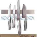 Premium Magnetic Knife Strip for Wall no Drilling  12 Inch Stainless Steel Magnetic Knife Holder with Neodymium Magnet Strong Adhesive Tape - Lightweight Kitchen Magnet Knife Bar