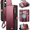 Defencase for Galaxy S26 Magnetic Wallet Case Compatible with Magsafe with RFID Blocking Zipper & Card Holder for Women Men, PU Leather Detachable Phone Case for Samsung Galaxy S26 6.3", Wine Red