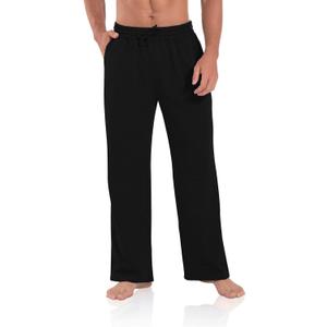Agnes Urban Men's Joggers Sweatpants Open Bottom Straight Leg Casual Loose Fit Running Athletic Jersey Pants with Pockets (Medium, Black)
