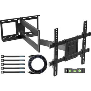 BONTEC TV Wall Mount, Extra Long Articulated Arm for 32-70 Inch TVs, Full Motion, 132lbs Capacity, Tilt, Swivel, Level Adjustment, VESA 400x400mm, Corner Mount, Space-Saving, Easy Installation