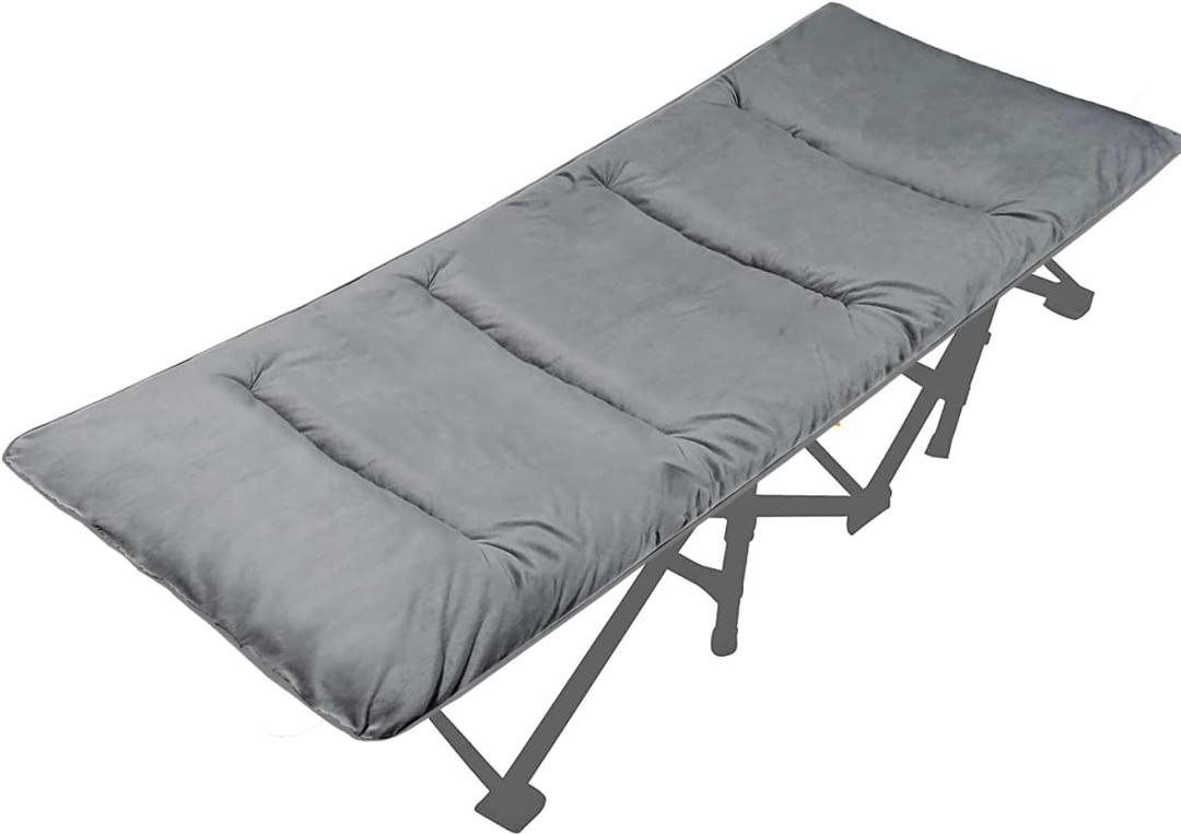 LITA XL Cot Pads for Camping, Soft Comfortable Cotton Thick Sleeping Cot Mattress Pad 72"x26", Grey and Navy Blue (Only Pad)