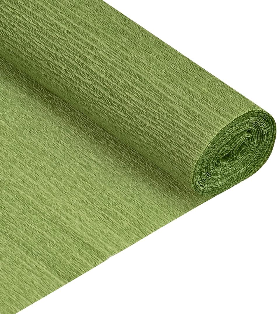 MECCANIXITY Crepe Paper Roll 7.5ft Long 20 Inch Wide for Wedding Ceremony Various Large Festivals Decoration, Olive Green