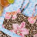 RoseSeek Girls 2 Piece Swimsuit Floral Cheetah Adjustable Straps High Cut Bikini Set Beach Swimwear, 12Y