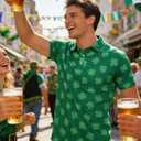 Mens St Patrick's Day Polo Shirt Irish Funny Four Leaf Clover Green Saint Paddy Tee Shirts Golf Top Lucky Green S (Green, S)