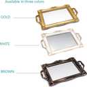 Tstarer Antique Decorative Gold Framed Square Mirror Tray, Jewelry & Cosmetics Organizer for Dresser, Square - 9.5" W x 14.5" L (Bronze)