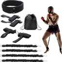 Boxing Resistance Bands, Leg Strength and Agility Speed Trainer Exercise Full Body Physical Workout Power Punch Pro for MMA, Volleyball Basketball Football Training Equipment (Black-160)