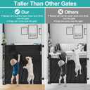 42 Inch Extra Tall Dog Gate Indoor 55 Wide Puppy Gates for The House Prevent Kids/Pets from Jumping Over Retractable Extra Tall Baby Gates for Doorways Retractable Outdoor Pet Gate for Stairs, Black