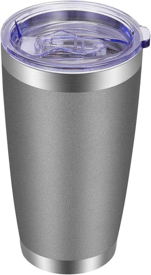 VEGOND 20oz Tumbler with Lid and Straw Stainless Steel Tumbler Cup Vacuum Insulated Double Wall Travel Coffee Mug Powder Coated Coffee Cup(Grey 1 Pack) (Gray)