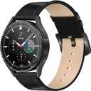 Leather Band for Men Compatible with Samsung Galaxy Watch 7/6/5/4/Active 2 40mm 44mm/Watch 6 Classic 43mm 47mm/Watch 5 Pro 45mm/Watch 4 Classic 42mm 46mm, 20mm Wristband Replacement Strap