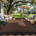 8x10 Scalloped Rug Easy Jute Washable Rug for Living Room Indoor Outdoor Black Brown Geometric Non Slip Carpet for Under Table Neutral Carpet for Backyard Patio Dining Room