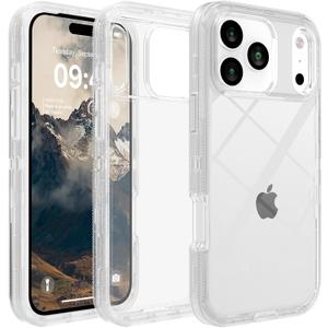 for iPhone 17 Pro Max Case Clear, Anti-Drop, Transparent, Shockproof, Military Grade Drop Protection, Heavy Duty Protective Phone Case Cover for 17 Pro Max 6.9", Clear