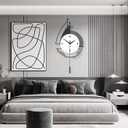 Decorative Wall Clock for Living Room, Creative Silent Non Ticking Modern Wall Clocks with Pendulum, Battery Operated, Large Wall Clock for Living Room, Kitchen, Bedroom (Black White, 31.5x15.7inch)