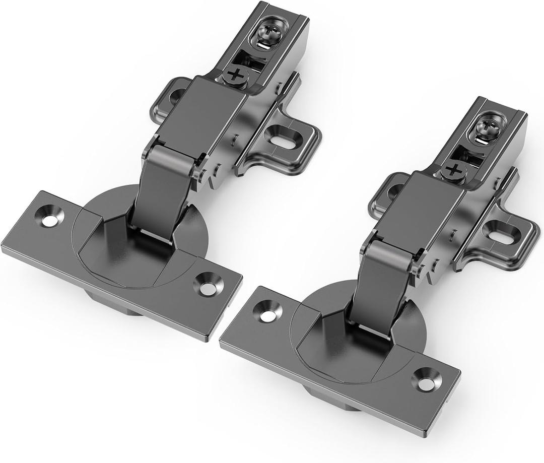 Chibery 20 PCS Half Overlay Soft Close Hinges, Clip ON Plate, 105 Degree, Silent Hydraulic, Self Closing, Black Frameless European Concealed Hinge for Kitchen Cabinet Door, Wardrobes, and Bookcases