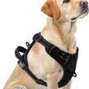PUPTECK No Pull Dog Harness for Large, Adjustable Reflective Dog Harness with Handle Easy Control, Comfortable Soft Padded Pet Vest Harness for Large Dogs, Black L