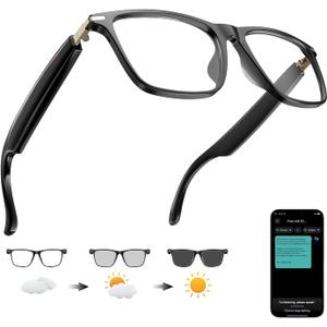 Ai Translation Smart Glasses with Chat GPT Bluetooth for Men Women with 140 Language Color-Change Lens Clear Headphone with Speaker Sunglasses,Travel Meeting Trade Business