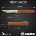 VALKNUT Damascus Pocket Knife, Handmade Hand Forged VG-10 Steel Folding Knives with Leather Sheath, 3-3/4 Inch Blade Pocket Knife for Outdoor Camping and Hunting (Sandalwood Handle)