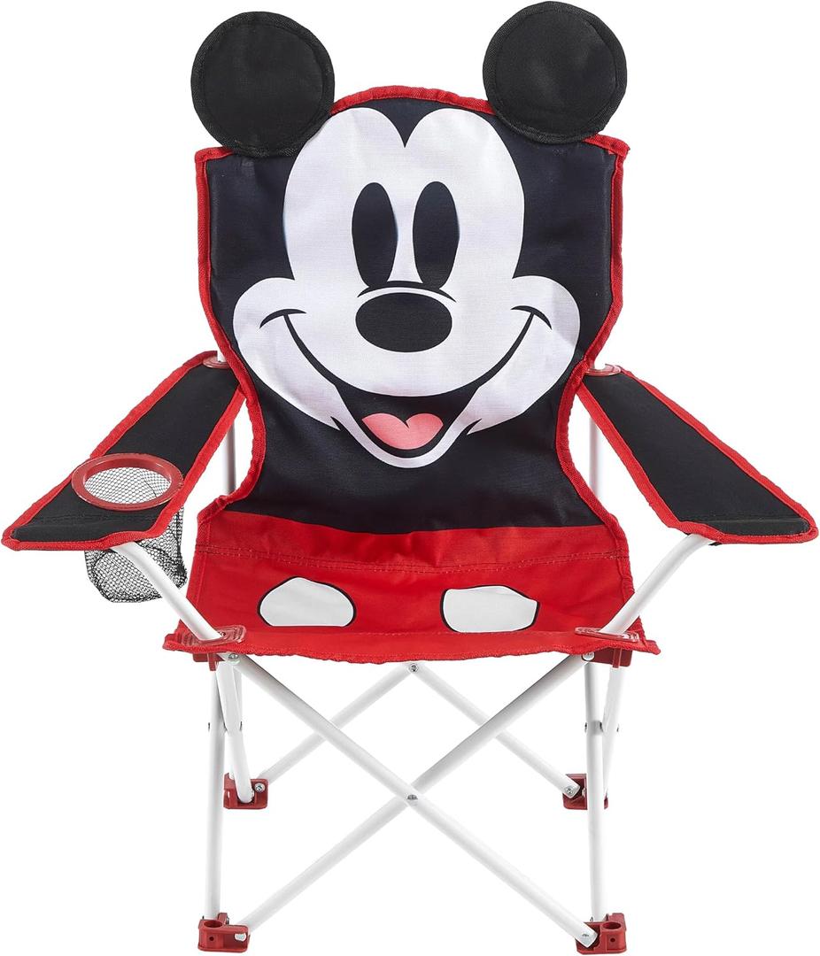 Disney Mickey Mouse Figural Folding Camp Chair for Kids, Portable Outdoor Chair with Carrying Case, Lightweight and Durable, Indoor/Outdoor Seating for Ages 3+, Perfect for Camping or Backyard