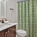 MUGINYU Sage Green Floral Shower Curtain Vintage Block Print - 72x72 Inches, Cotton Blend Cloth Fabric Farmhouse Decorative French Country Bathroom Decor, Cottagecore Aesthetic Pattern