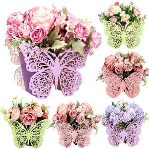 6 Pcs Wooden Butterfly Centerpieces for Tables Baby Shower Butterfly Decorations Tabletop Flower Boxes Party Favor for Baby Shower Birthday Wedding Garden Tea Party