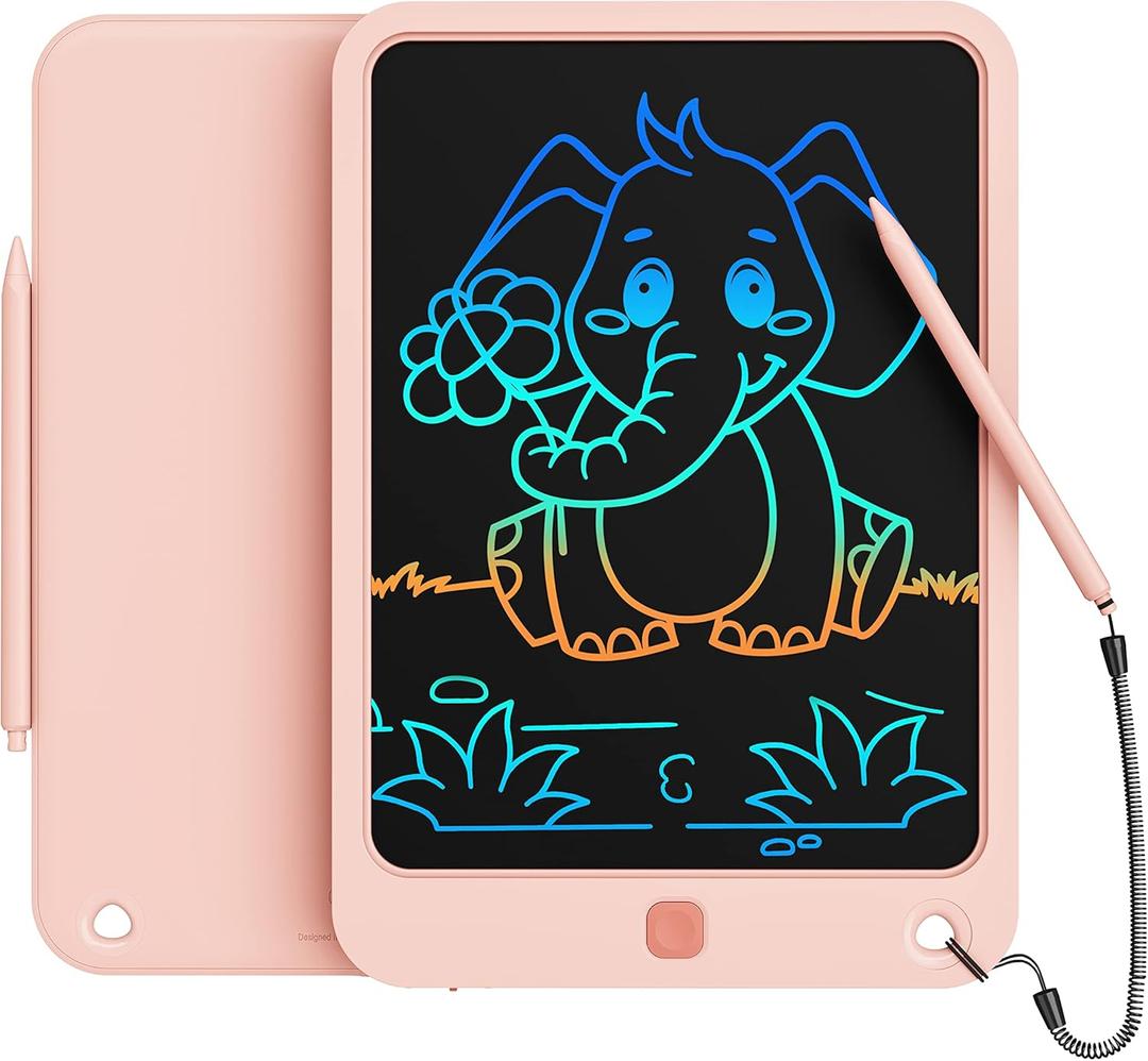 LCD Writing Tablet 10 Inch, Colorful Electronic Doodle Board Drawing Tablet, Memo Board, Drawing Pads with Lanyard, Travel Educational Toys Gifts for Kids Toddlers Age 3 4 5 6 7 8 9 Years Girls(Pink