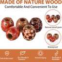 WILLBOND 130 Pieces Macrame Wooden Beads 10mm Hole Loose Beads with Hole for Macrame Making Kits Supplies Jewelry Bracelet Making Hair DIY Craft Handmade Decor(Mix Color, Pattern)